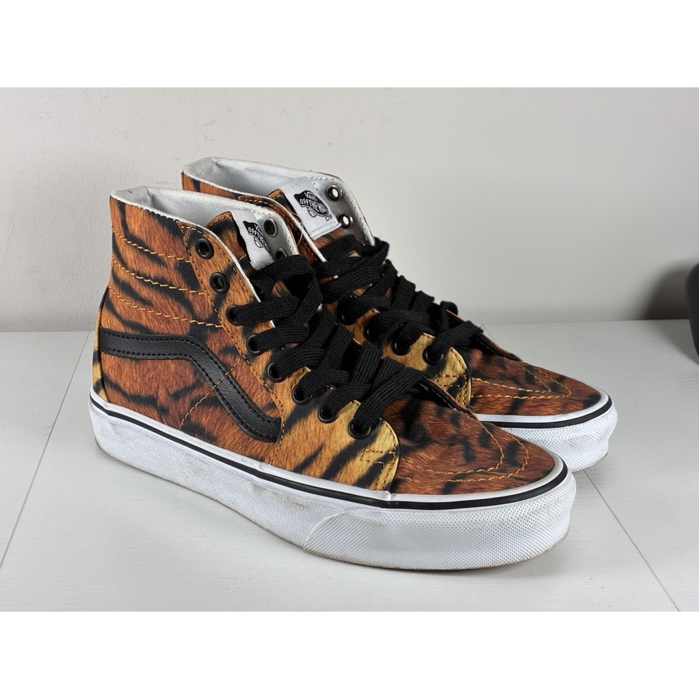 VANS SK8 HI TIGER STRIPE PRINT HIGH TOP SNEAKERS WOMEN'S SIZE 7 Women's